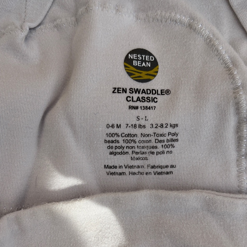 Nested Bean Light Gray Zen Swaddle Classic - Picture 2 of 6